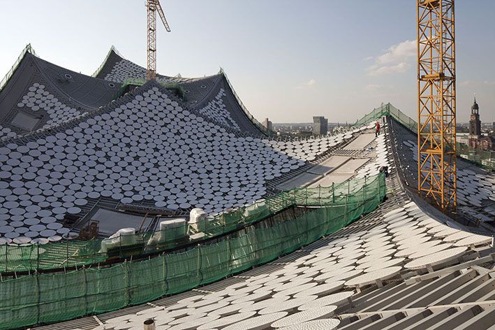 Elbphilharmonie roof, Oct 2014 © Oliver Heissner